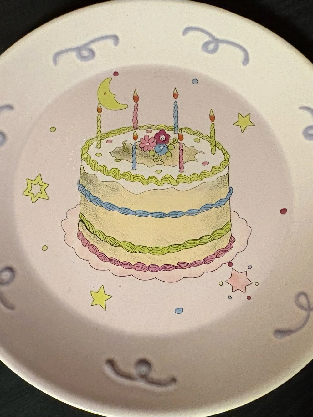 Vintage Avon Pastel Birthday Cake Dessert Plates - Pink, Blue, Yellow, Lavender
